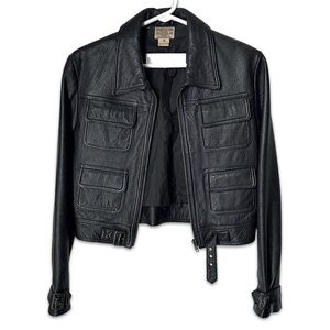 Vintage 100% Genuine Leather Black Leather Jacket medium bomber aviator American